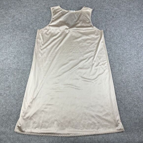 VTG Vanity Fair Slip Dress Womens M Beige Nightgown Sleeveless Lace Made in USA* - Picture 5 of 14